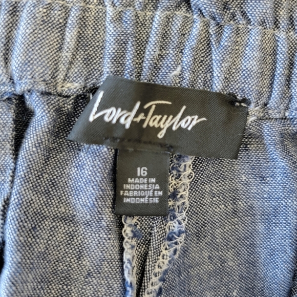 Lord & Taylor Blue Flat Front Shorts with Cuff - Picture 7 of 12